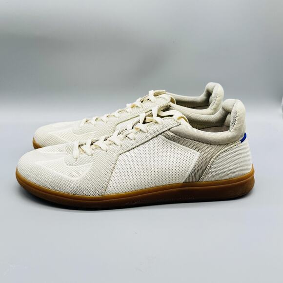 Rothy's Shoes Men 11.5 Ivory Knit Sneaker RS01 Lace Up Low Top Gum Sole Recycled - Picture 4 of 12